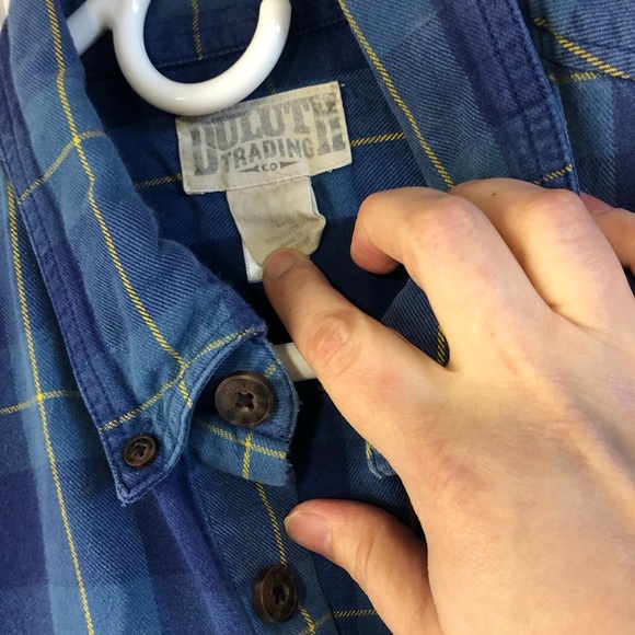 Duluth Trading Co Men's Long Sleeve Blue Plaid Button Down Flannel Shirt Large - Picture 3 of 4